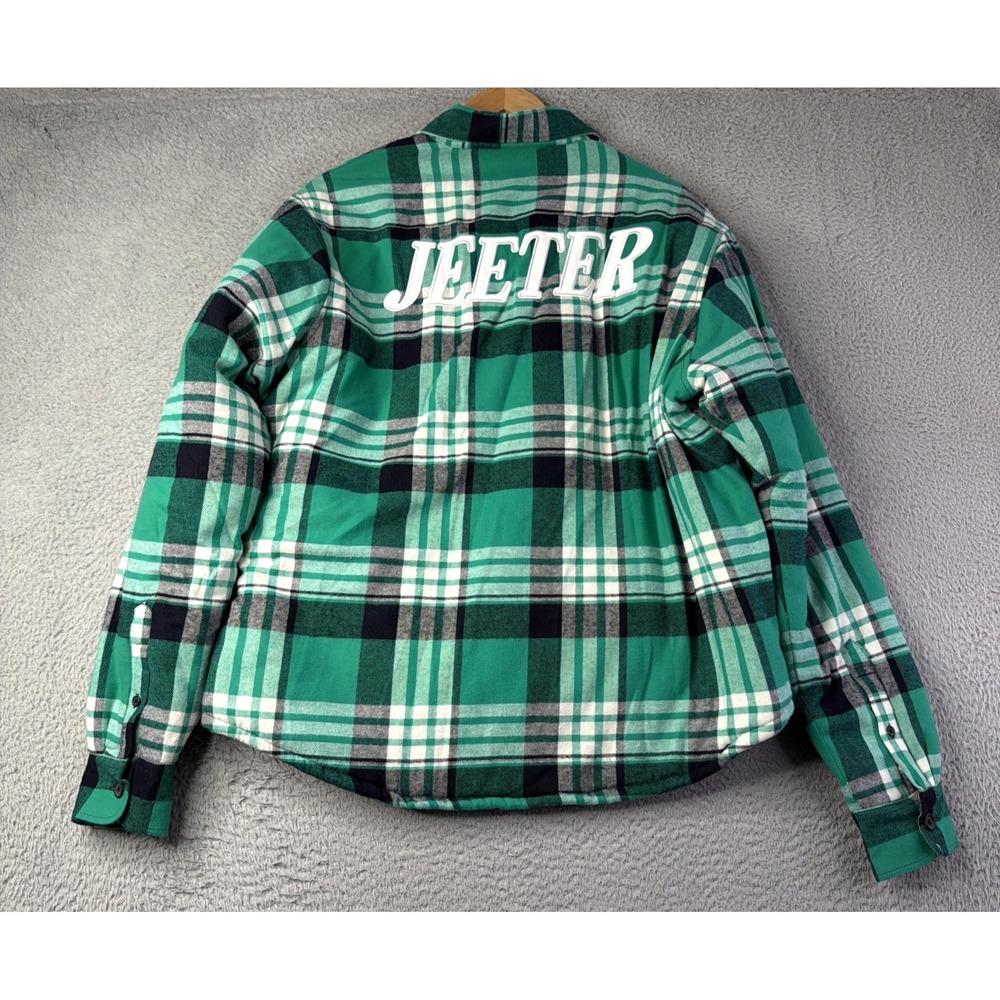 Jeeter Apperal Flannel Jacket Mens Size M Green Plaid Flannel Button Up Jeeter